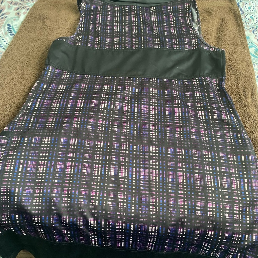 Richard Chai Black and Purple Plaid Dress